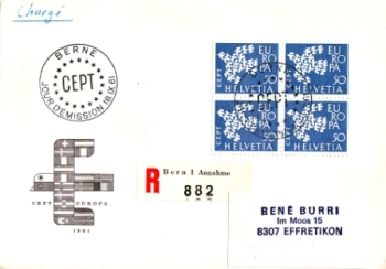 CH FDC 0737 (Viererblock) 1962 09 003 ●